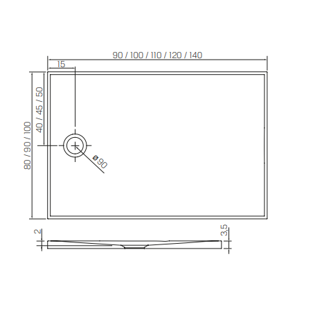 New Trendy Brodzik NEX konglomeratowy prostokątny 100x80x3,5