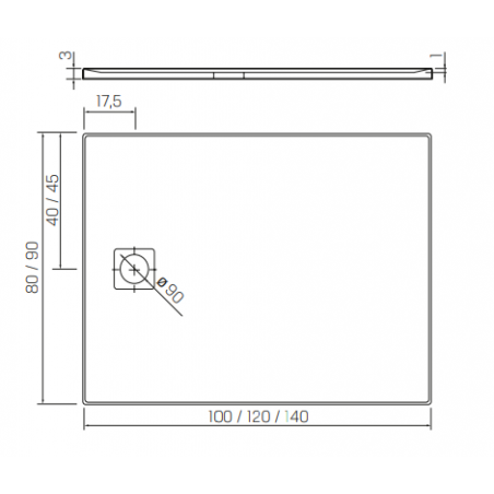 New Trendy BRODZIK MORI KONGLOMERATOWY PROSTOKĄTNY 140X90X3 POSADZKOWY, BIAŁY