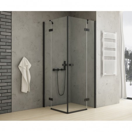New Trendy KABINA REFLEXA BLACK DRZWI UCHYLNE PODWÓJNE 80X80X200 CZYSTE