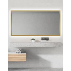 Lustro Aurora Gold Prostokąt SLIM LED