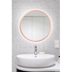 Lustro Aurora Rose Gold koło SLIM LED