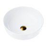 Umywalka nablatowa Corsan okrągła 415x415x135 mm z korkiem Klik-Klak złotym