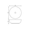 Umywalka nablatowa Corsan okrągła 415x415x135 mm z korkiem Klik-Klak złotym