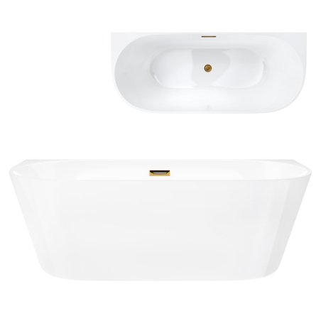 Wanna przyścienna wolnostojąca Corsan MONO 160 x 75 cm Korek klik-klak Szczotkowane Złoto