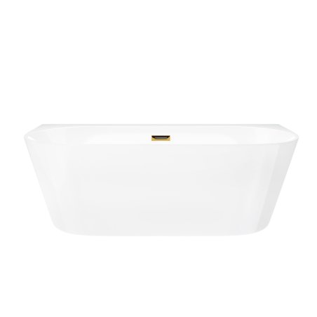 Wanna przyścienna wolnostojąca Corsan MONO 170 x 80 cm z szeroką krawędzią Korek klik-klak Szczotkowane Złoto