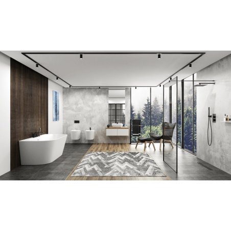 Wanna przyścienna wolnostojąca Corsan MONO 170 x 80 cm z szeroką krawędzią Korek klik-klak Szczotkowane Złoto