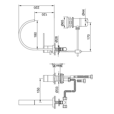 Kohlman Nexen-s 2-otworowa bateria umywalkowa