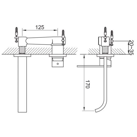 Kohlman Nexen-s 5-otworowa bateria wannowa