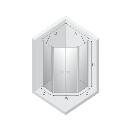 KABINA NEW SOLEO 2D PIĘCIOKĄTNA CZYSTE 6mm ACTIVE SHIELD 2.0