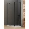 NZ2 KABINA NEW SOLEO BLACK 1D PIĘCIOKĄTNA ASYMETRYCZNA U 100x80x195 CZYSTE 6mm ACTIVE SHIELD 2.0 KOLUMNA NA DŁ. ŚCIANCE