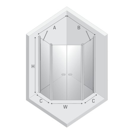 KABINA NEW SOLEO BLACK 2D PIĘCIOKĄTNA 90x90x195 CZYSTE 6mm ACTIVE SHIELD 2.0