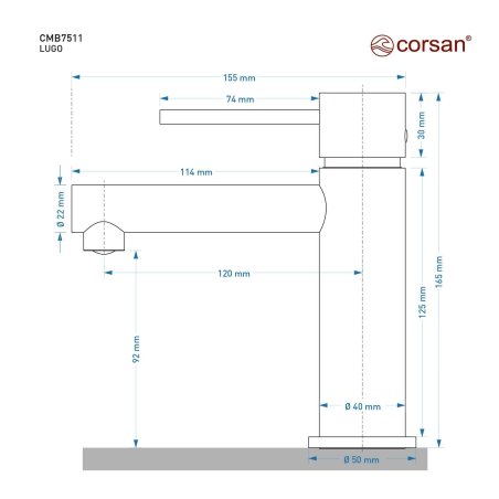 Bateria umywalkowa Corsan CMB7511BGL Lugo Złoto Szczotkowane